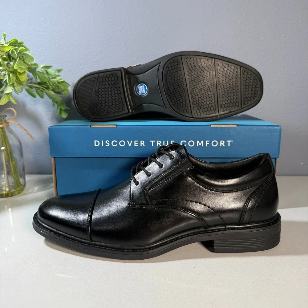 Nunn Bush Cap Toe Oxford Mens Black Lace Up Dress Shoes‎ Size 10